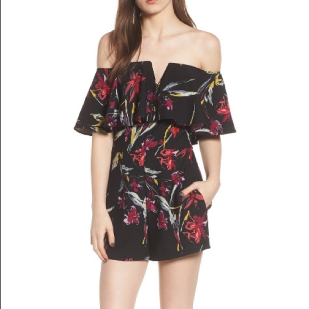 Leith Strapless Flounce Romper
